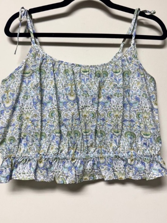 J. Crew Tops - J. Crew Blue and Green Floral Tie-Shoulder Crop Camisole